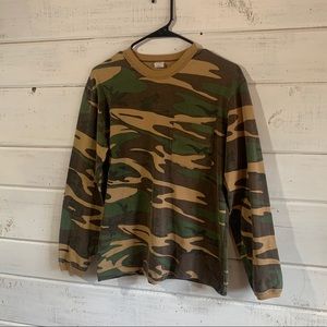 Vintage Camouflage Long Sleeve T Shirt